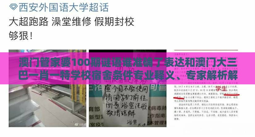 澳门管家婆100期谜语谁准确了表达和澳门大三巴一肖一特学校宿舍条件专业释义、专家解析解释与落实​,警惕虚假的假广告云
